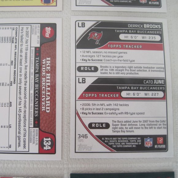 Lot Of 8 Tampa Bay Buccaneers NFL Player Cards - Picture 8 of 12